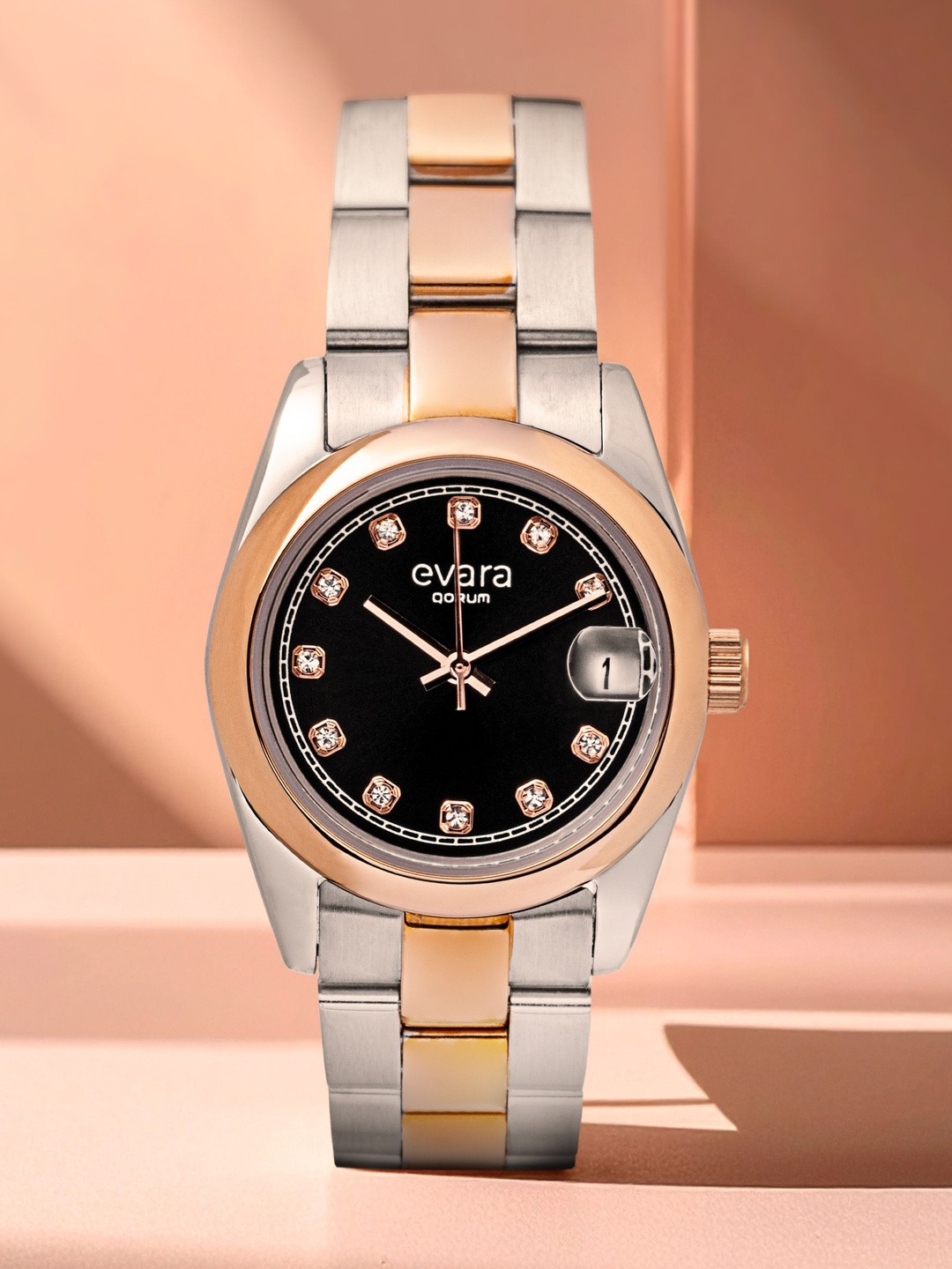 QORUM INDIA Evara Women Bracelet Style Straps Analogue Watch G121 Evara-Black