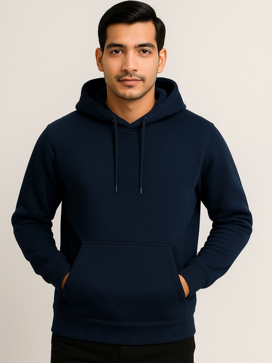 UllasPemium Men Solid Hooded Long Sleeves Pullover Sweatshirt