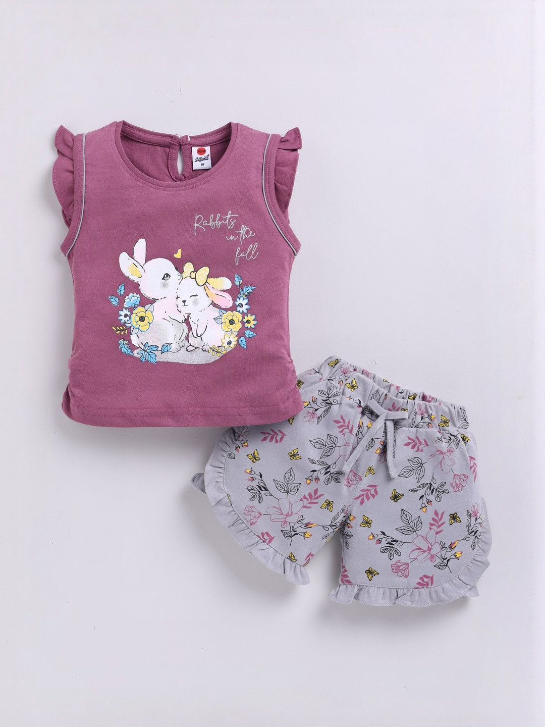 Mars Infiniti Girls Printed Pure Cotton T-shirt with Skirt