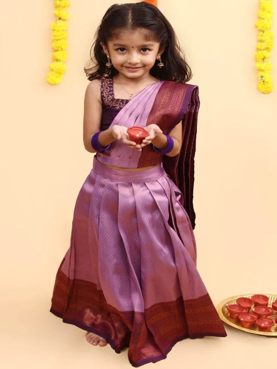 DISHA CREATIONZ Girls Ready to Wear Lehenga & Blouse With Dupatta