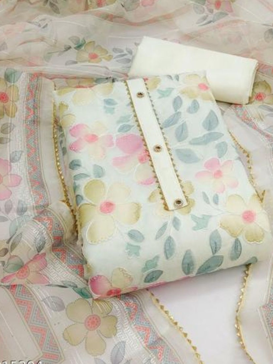 DWARKAPURI FASHION Printed Chanderi Cotton Unstitched Dress Material