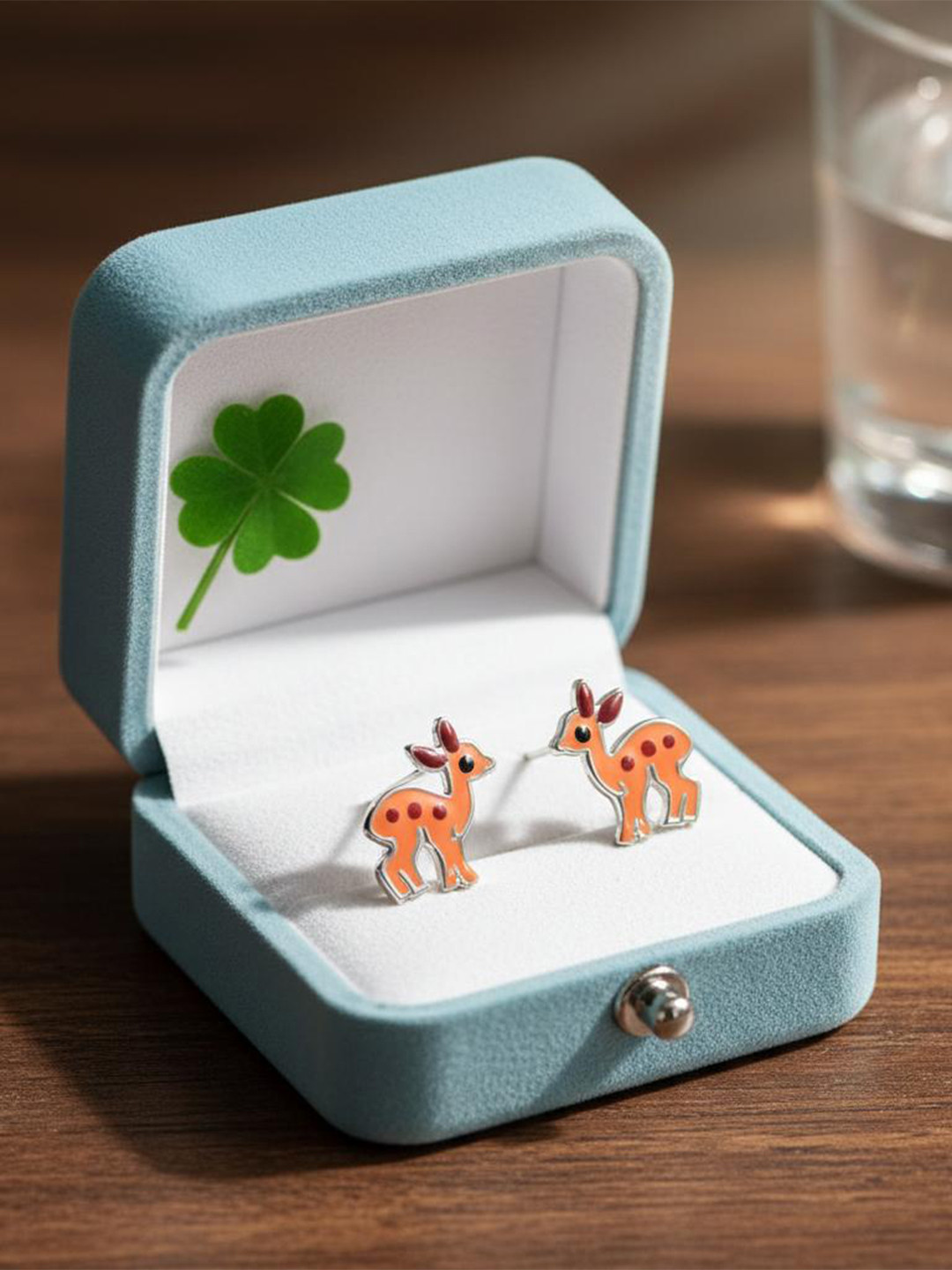 925 SILLER 925 Sterling Silver-Plated Deer Inspired Stud Earrings
