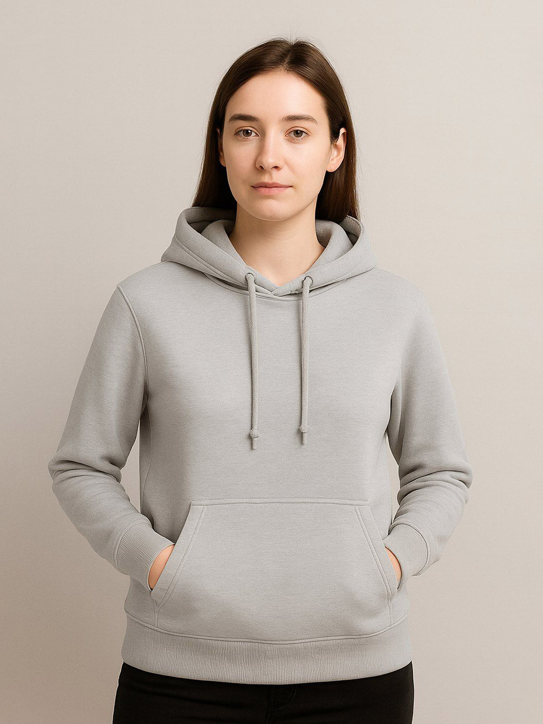 UllasPemium Women Solid Hooded Long Sleeves Pullover Sweatshirt