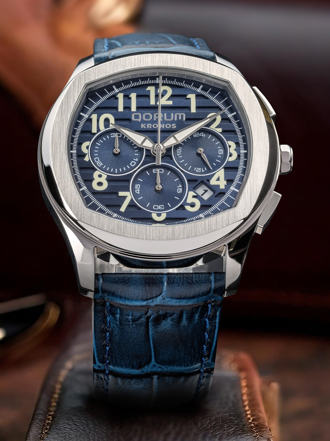 QORUM INDIA Men Dial Leather Wraparound Straps Analogue Watch G130 Kronos-Blue Dial_N