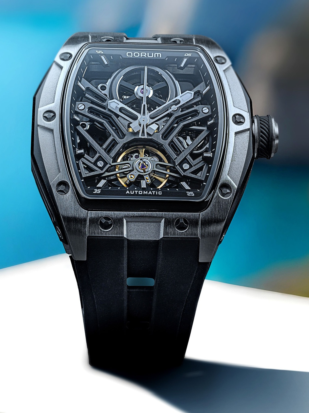 QORUM INDIA Men Regular Straps Analogue Motion Watch QI 9191 G-3-Black Dial silver_N