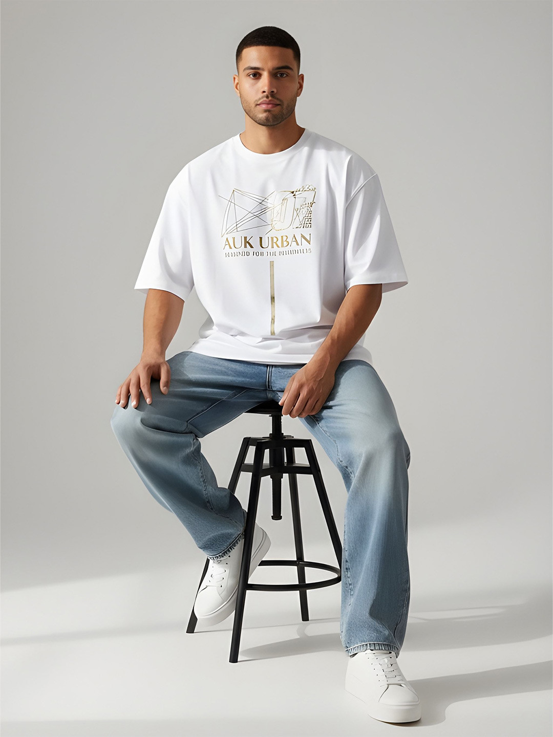 AUKURBAN Unisex Sports and Team Jersey Printed Round Neck Cotton Oversized T-shirt