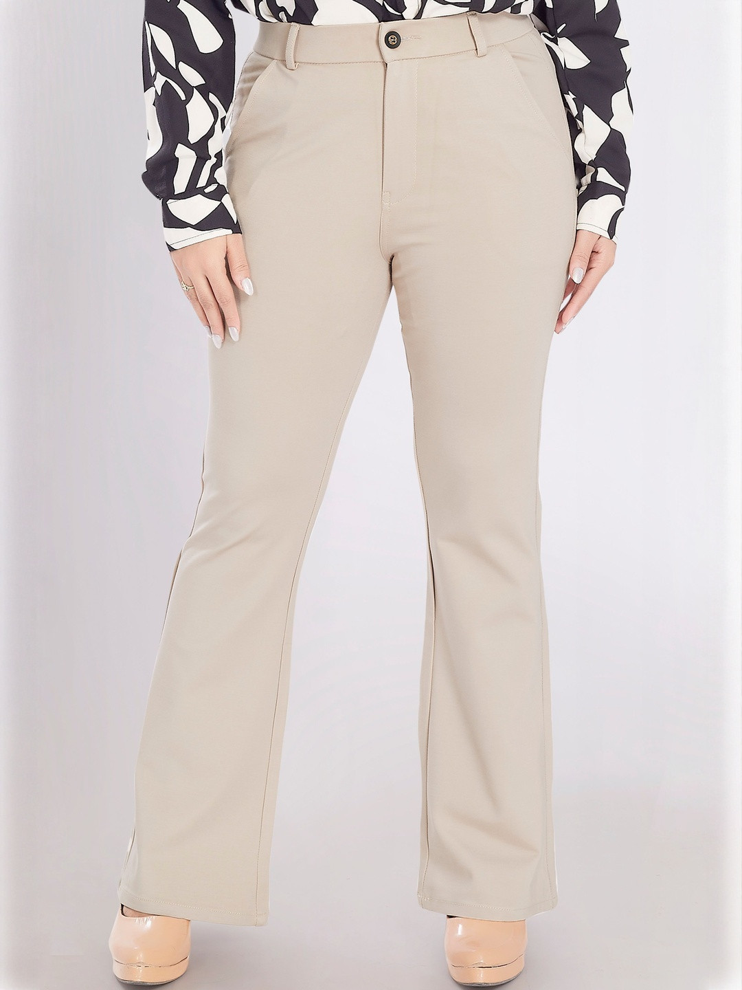 DIVISIVE Women High-Rise Bootcut Fit Four-Way Stretch Trousers