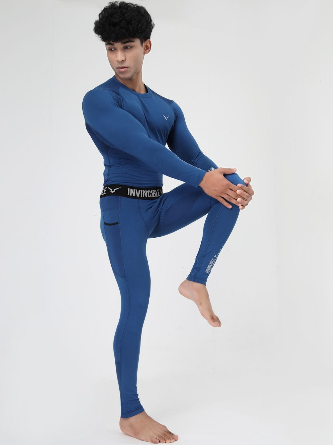 Invincible Men Ghost Compression Ankle-Length Antimicrobial Gym Tights