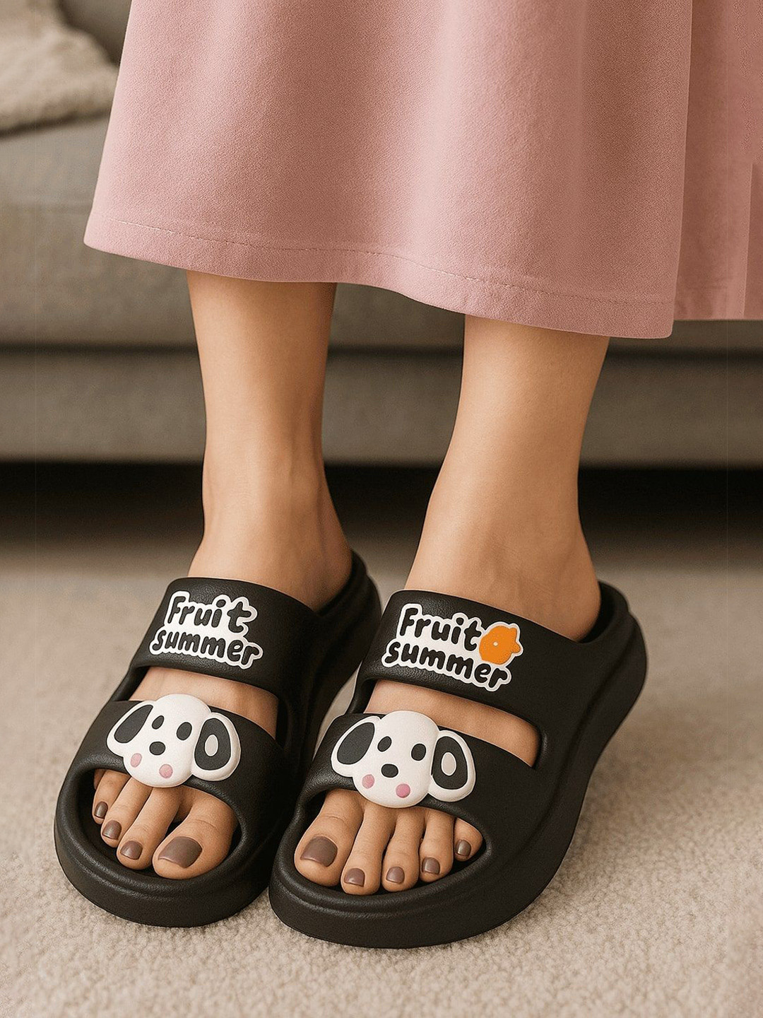 WOLVESDEN Women Self Design Cushioned Footbed EVA Sliders