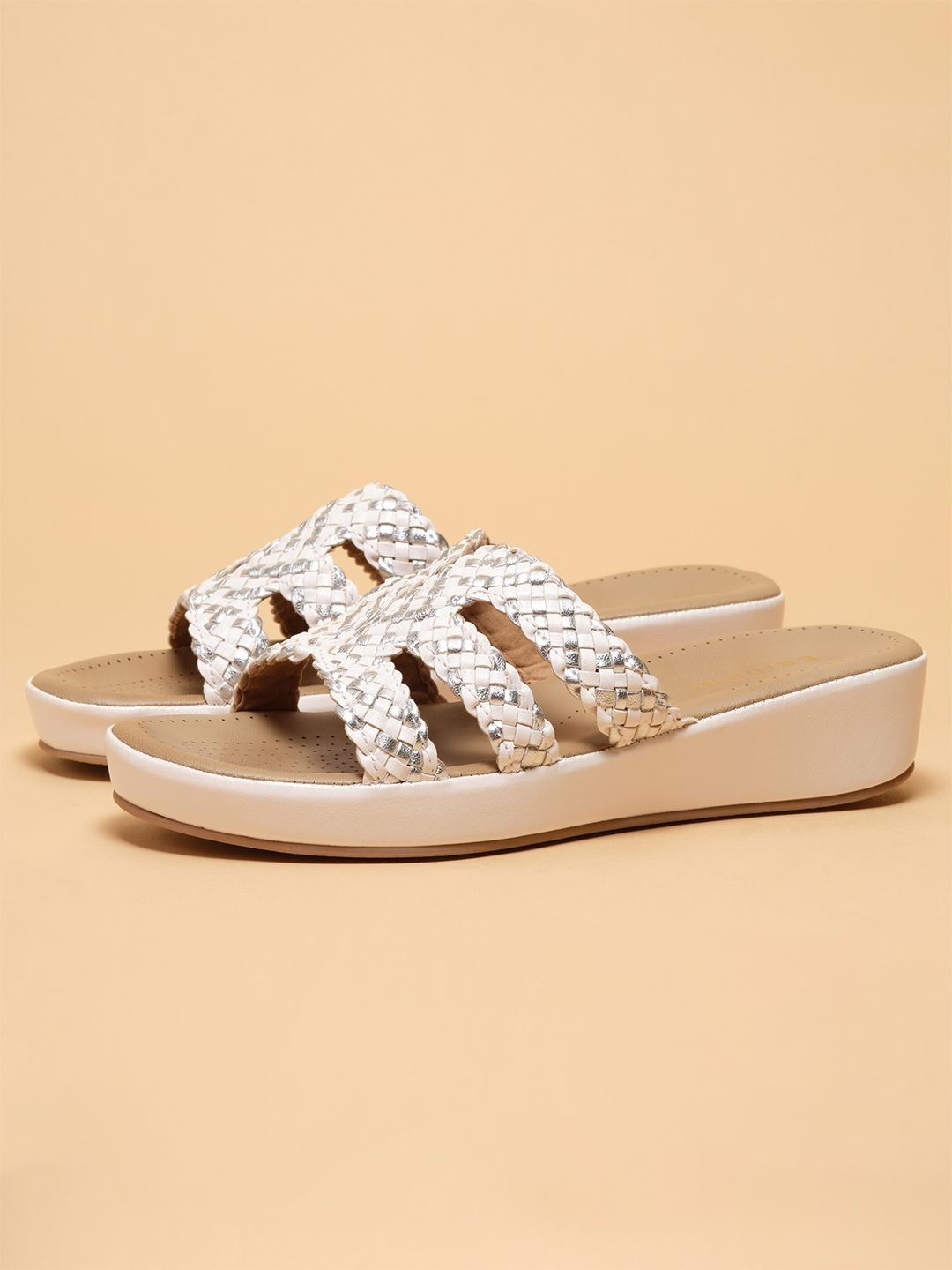 ERIDANI Janika Women Woven Design Round Toe Flatform Janika Casual Sandals