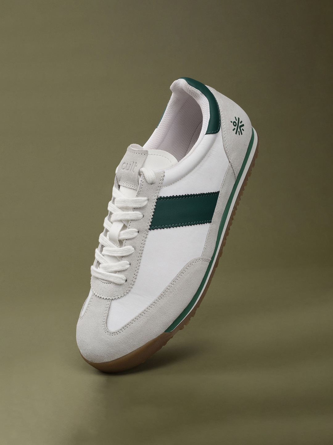 CULT Men White & Green UrbanEdge Sneakers