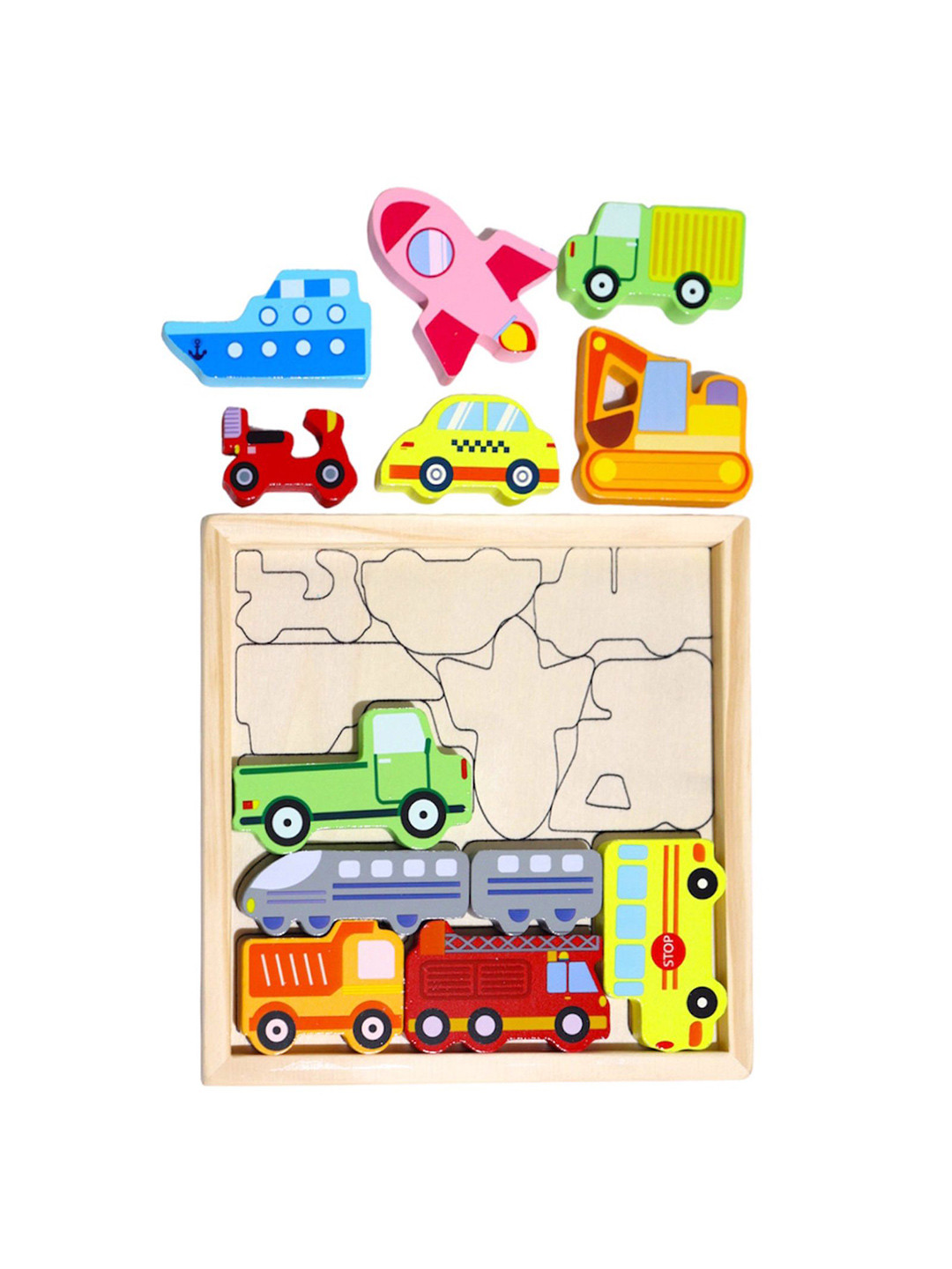 Kafron Kids Wooden Vehicle Puzzle