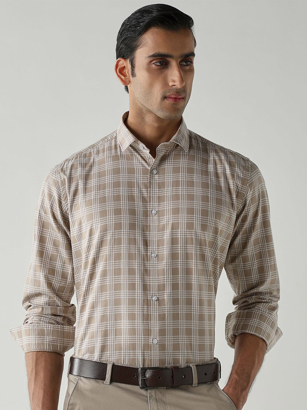 Reid & Taylor Comfort Fit Micro Checked Spread Collar Pure Cotton Formal Shirt