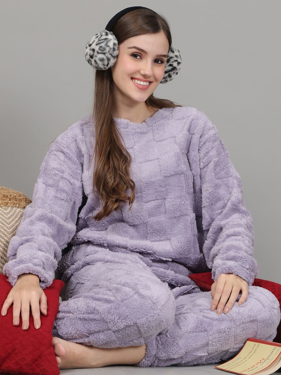 GRACIT Women Self Design Tops & Jogger Night suit