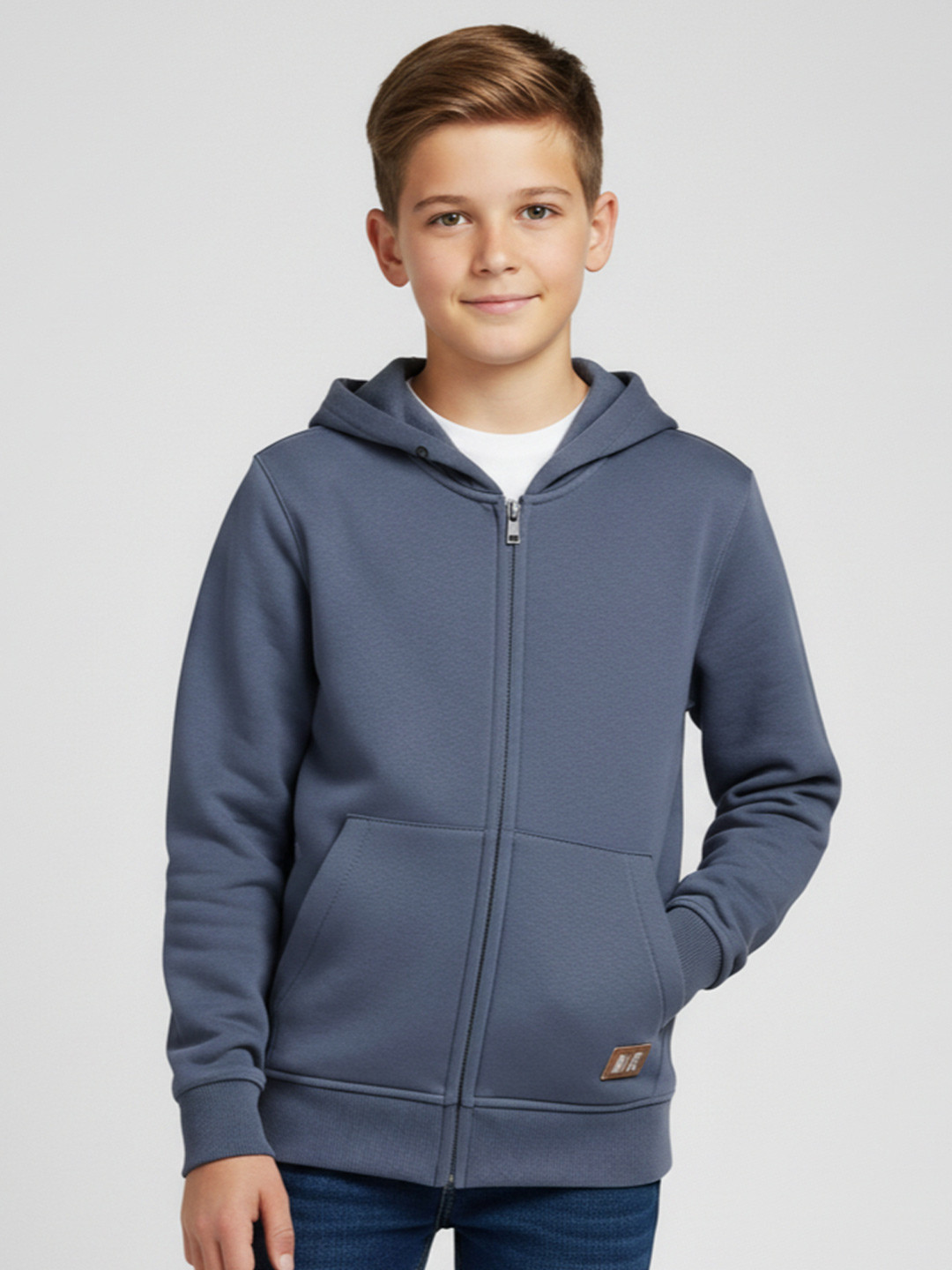 Alan Jones Boys Hooded Front-Open Sweatshirt