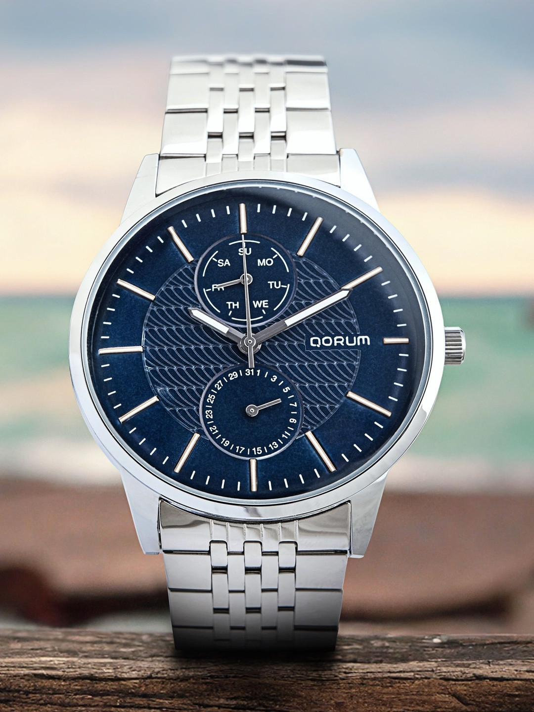 QORUM INDIA Women Patterned Dial & Bracelet Style Straps Watch G136 VERVE-Blue Dial_N