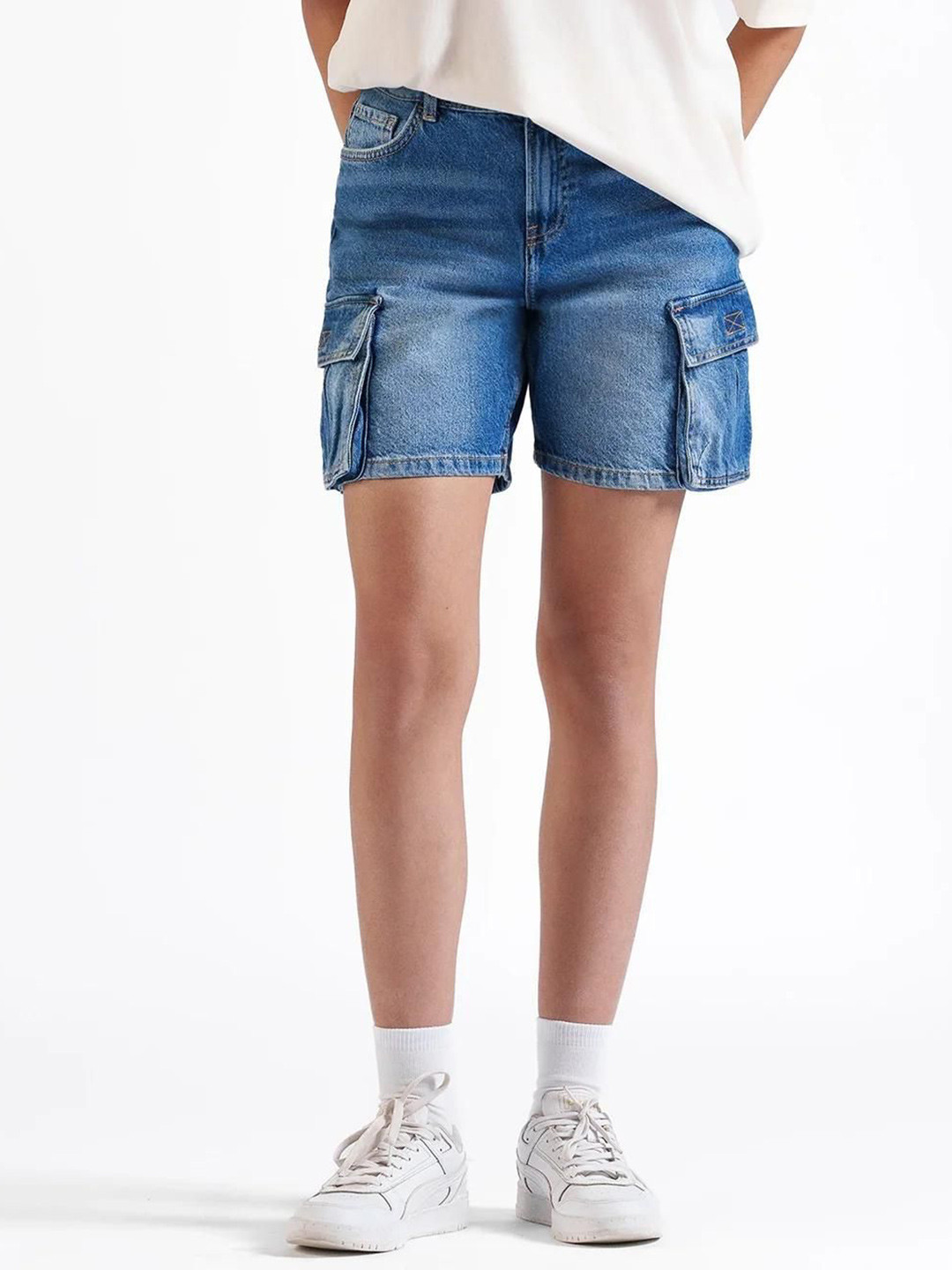 LOVEGEN Women Bermuda fit High Rise Cargo Shorts