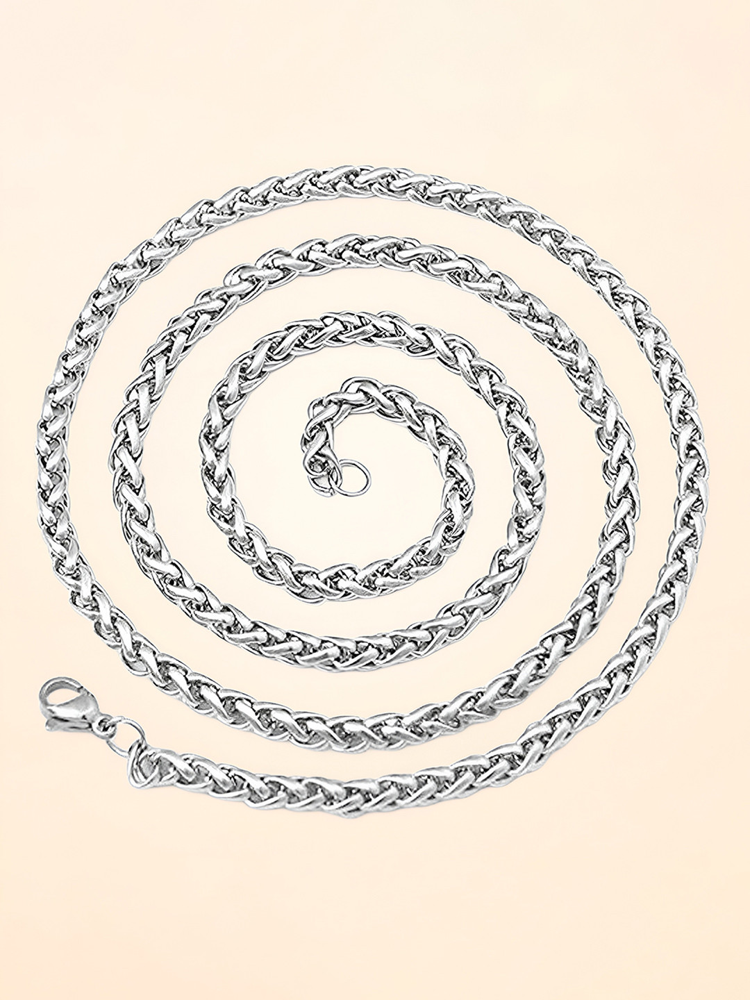 Peora Men Silver-Plated Stainless Steel Wheat Minimal Chain