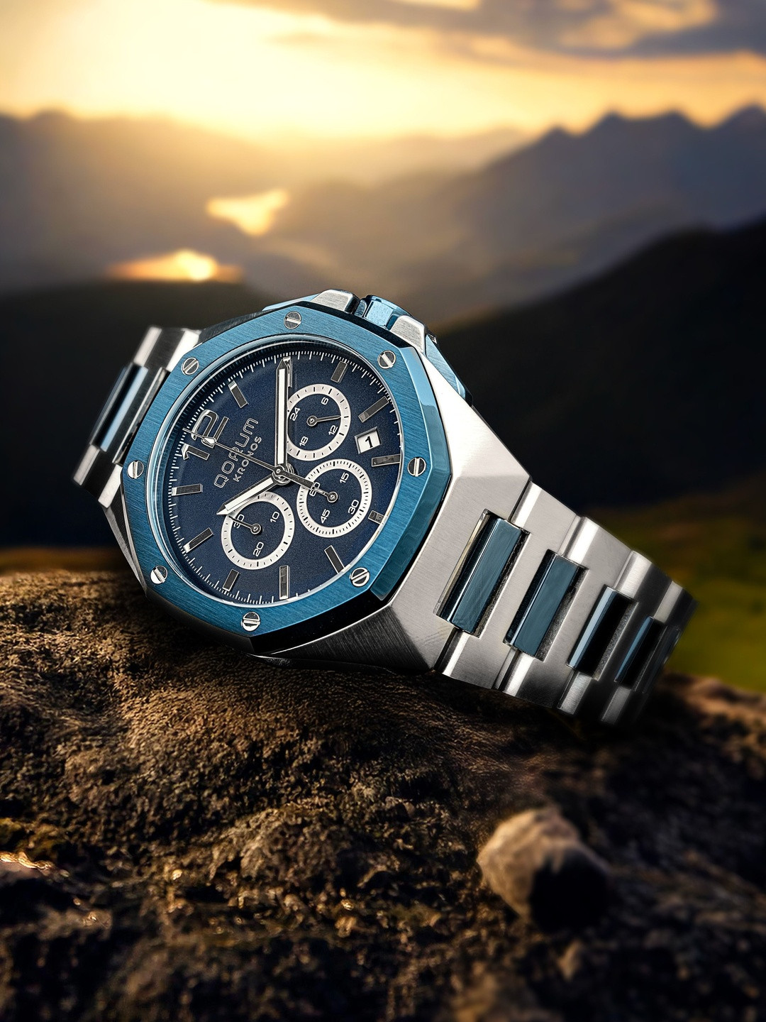 QORUM INDIA Men Embellished Dial & Stainless Steel Analogue Chronograph Watch G132