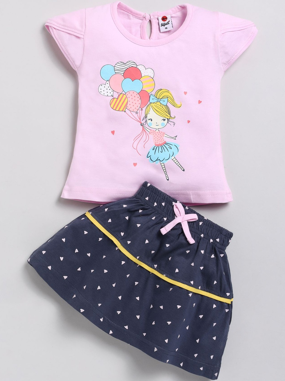 Mars Infiniti Girls Printed T-shirt with Skirt