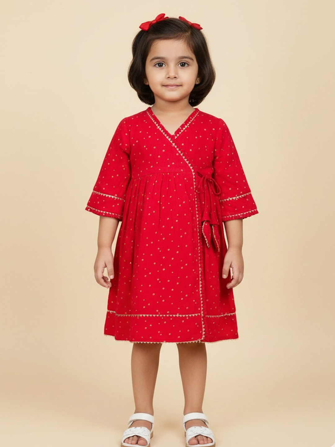 BAESD Girls Star Embellished Lace Inserts Detail Fit and Flare Dress