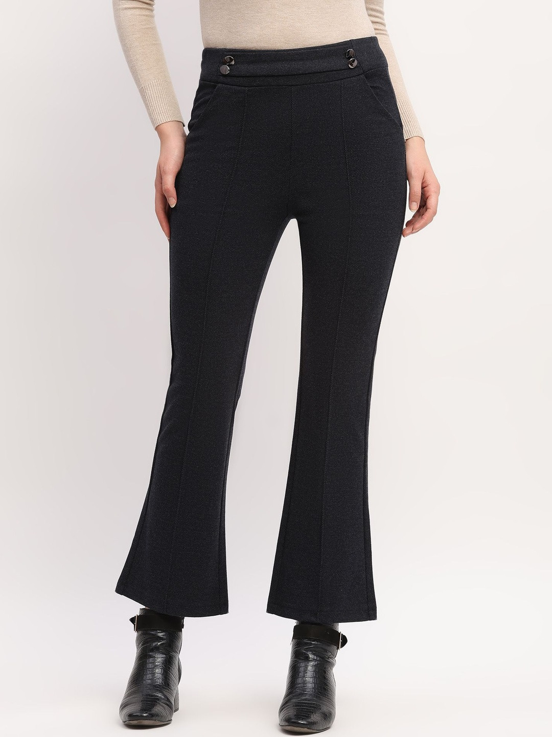 Global Republic Women Bootcut Mid-Rise Wrinkle Free Trousers