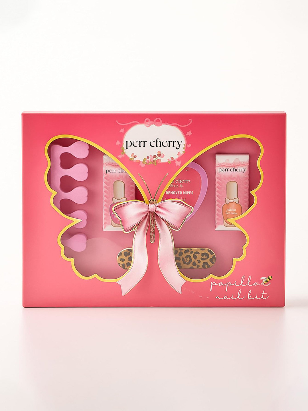 PERR CHERRY Set Of 8 2 Highlighter, Tint , Lip Oil, Lip Balm , Blender Brush Scrunchie