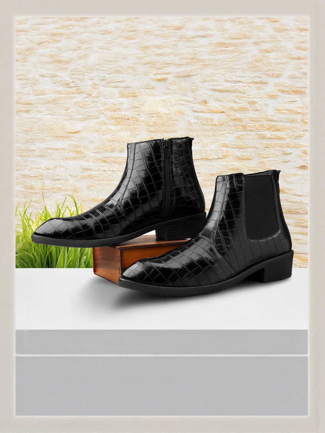 Bxxy Textured High Block-Heeled Chelsea Boots