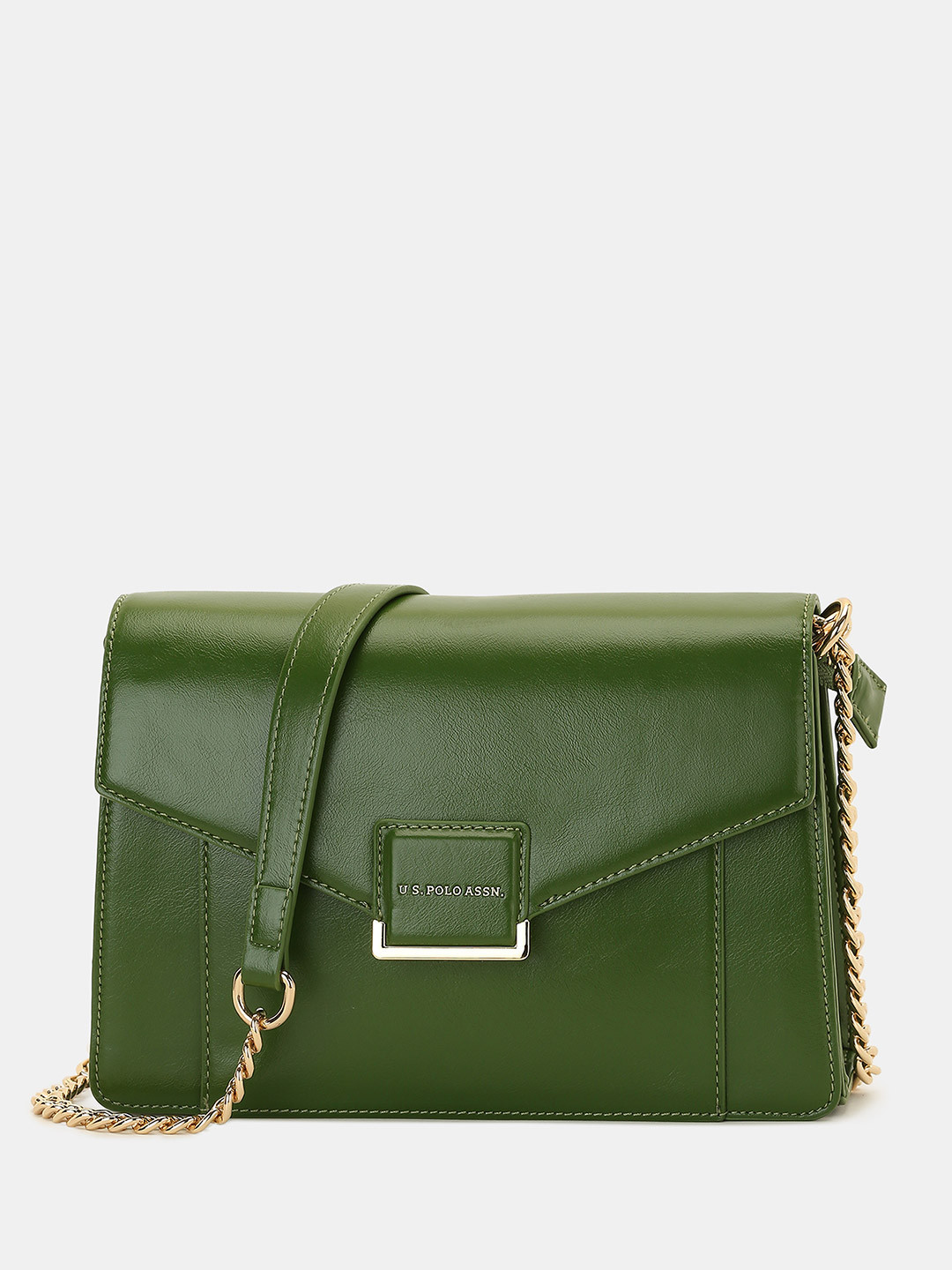 U.S. Polo Assn. Women Bliss Green Sling Bag with Solid Structured Design
