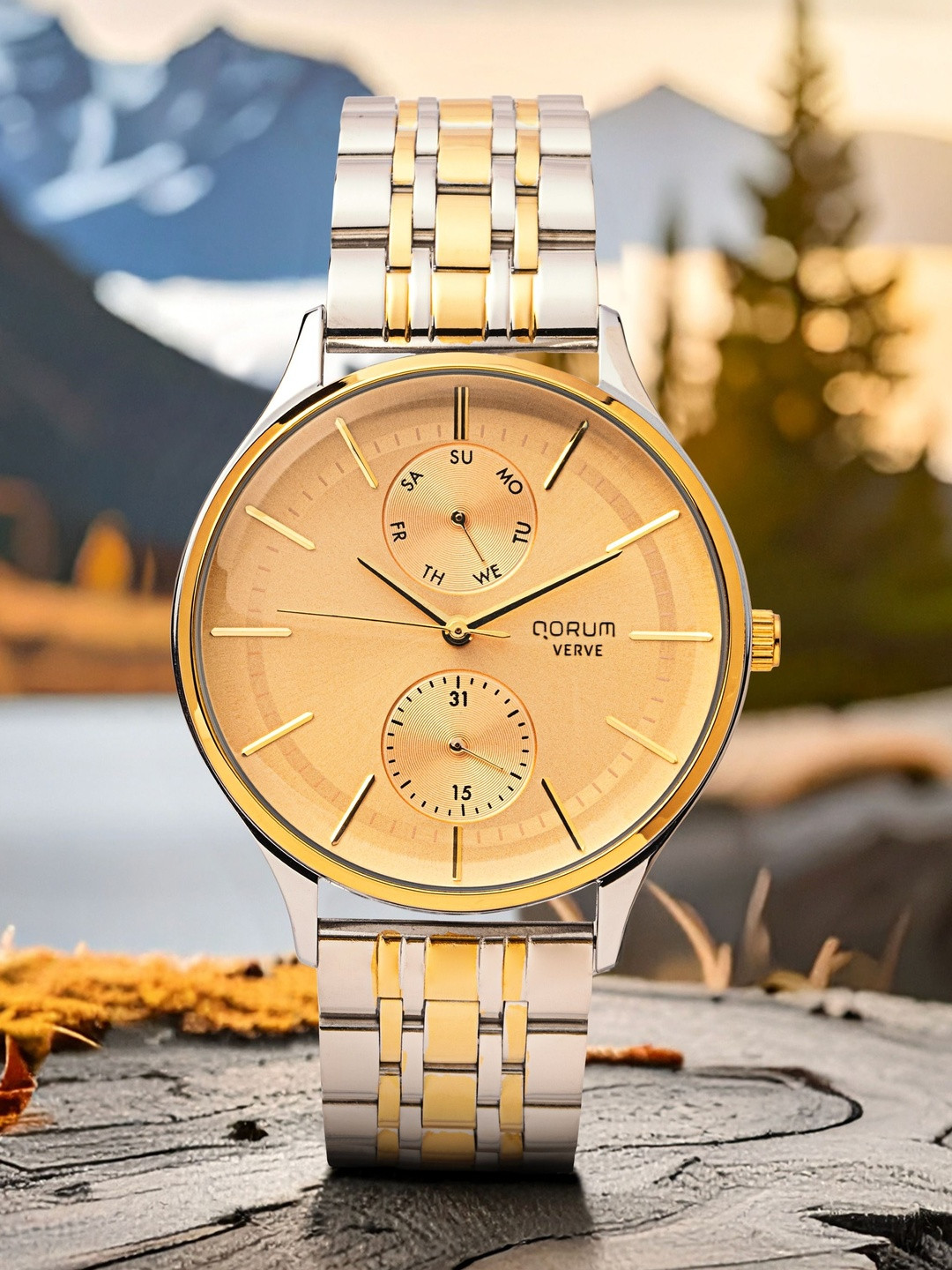 QORUM INDIA Men Dial & Stainless Steel Analogue Watch G138 VERVE-Gold Dial_N