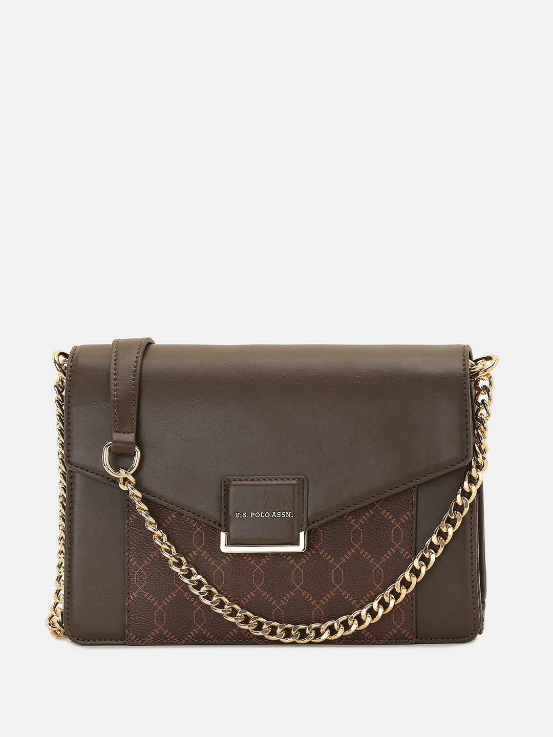 U.S. Polo Assn. Women Bliss Brown Structured Sling Bag