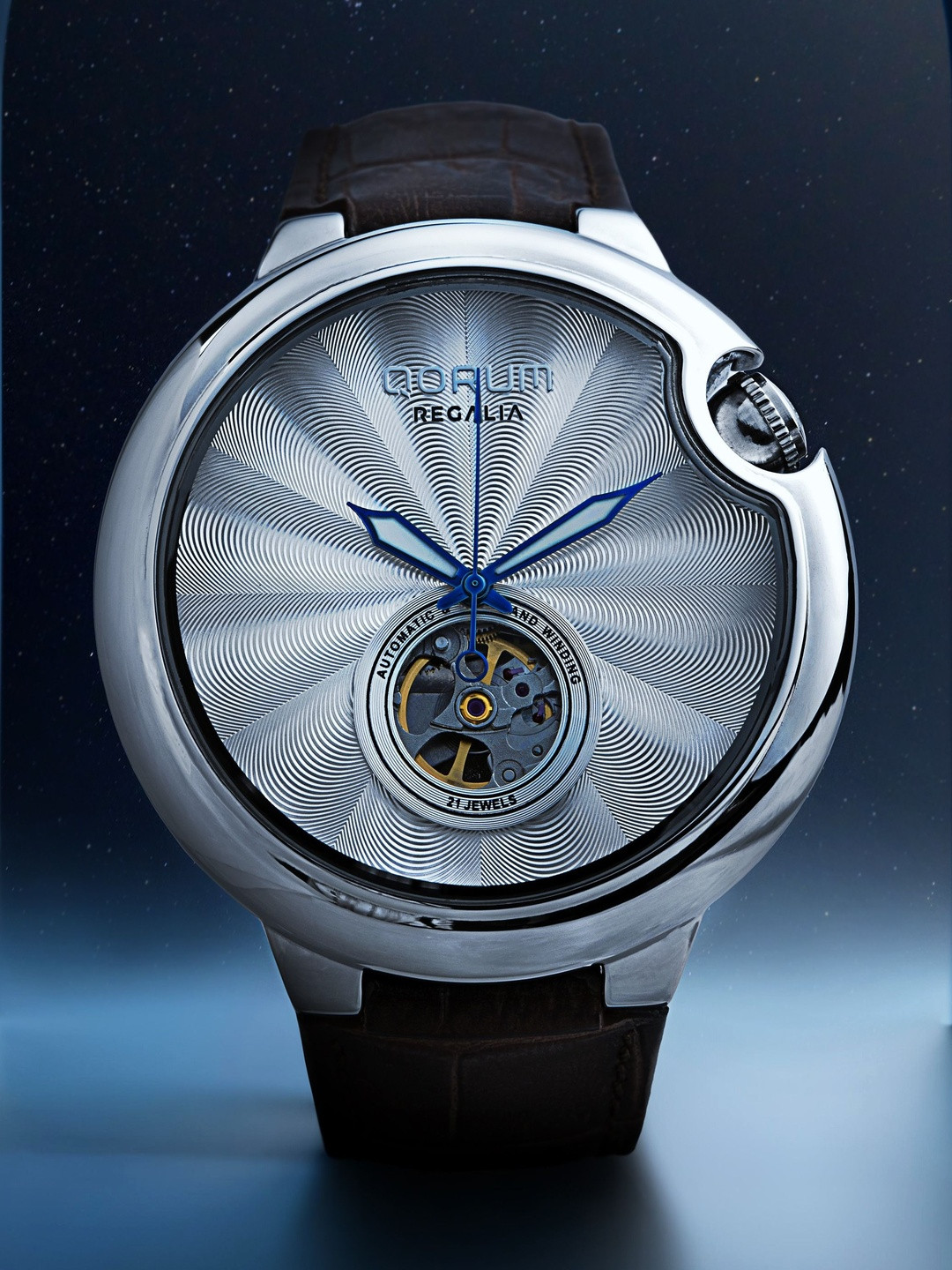 QORUM INDIA Men Genuine Leather Straps Automatic Analogue Watch G103 Regalia-Silver Dial_N