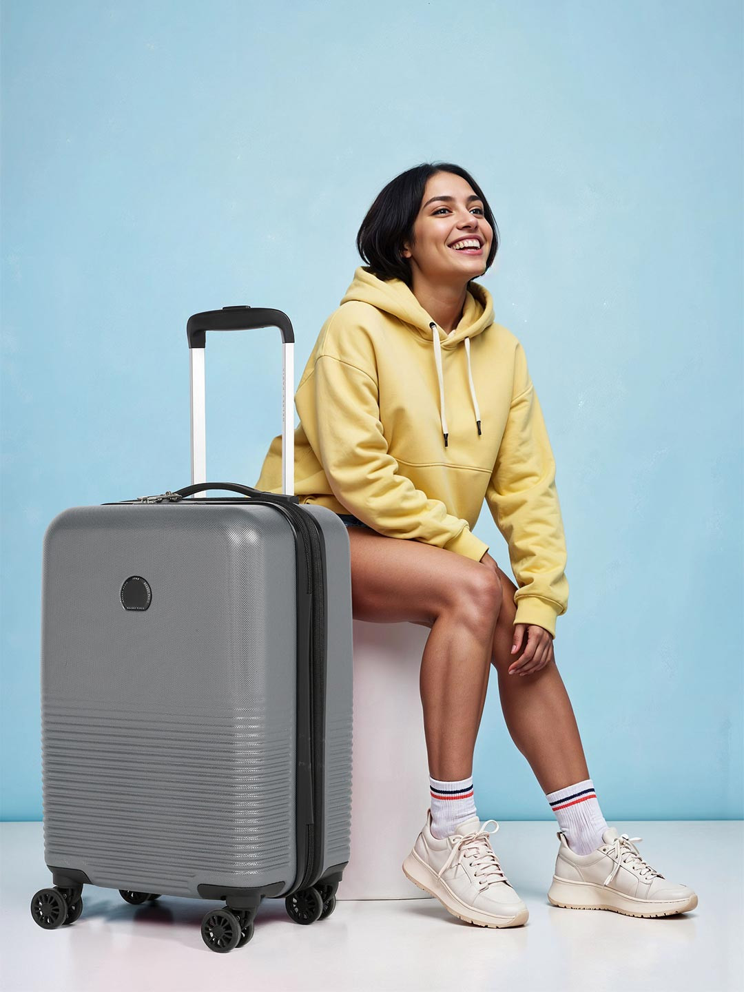 DELSEY PARIS MARINA Large Check-in Expandable Suitcase - Hard-Sided Anthracite Polycarbonate Trolley with TSA Lock