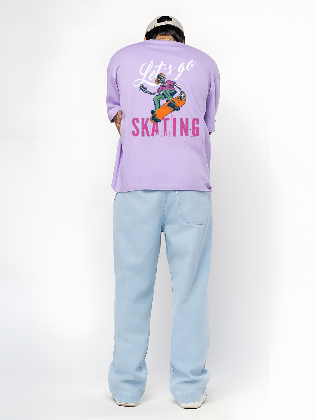 BDSQUARE Skating Graphic Printed Drop-Shoulder Sleeves Cotton Oversized T-shirt