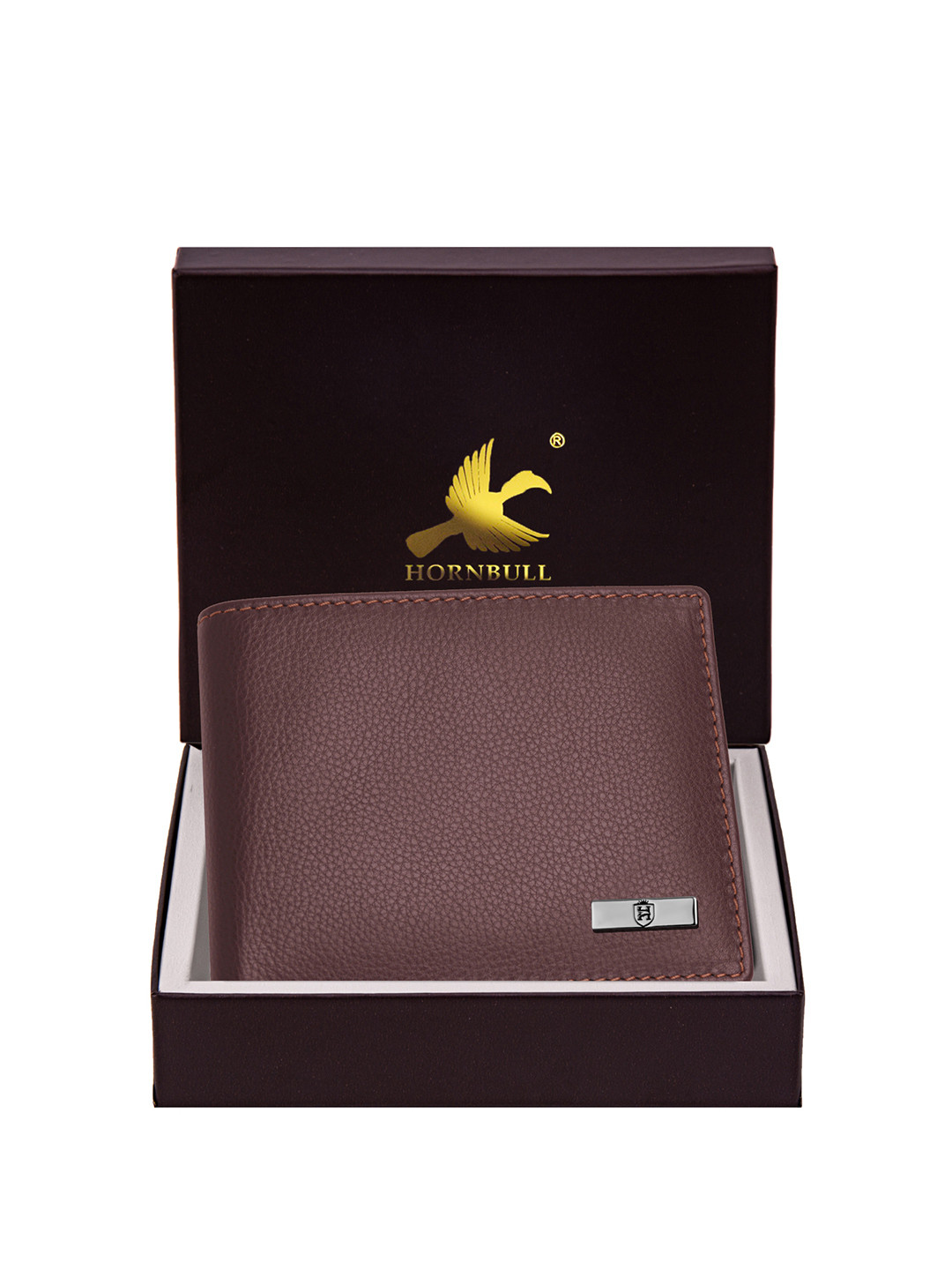Hornbull Maddison Brown RFID Protected Genuine Leather Two Fold Wallet