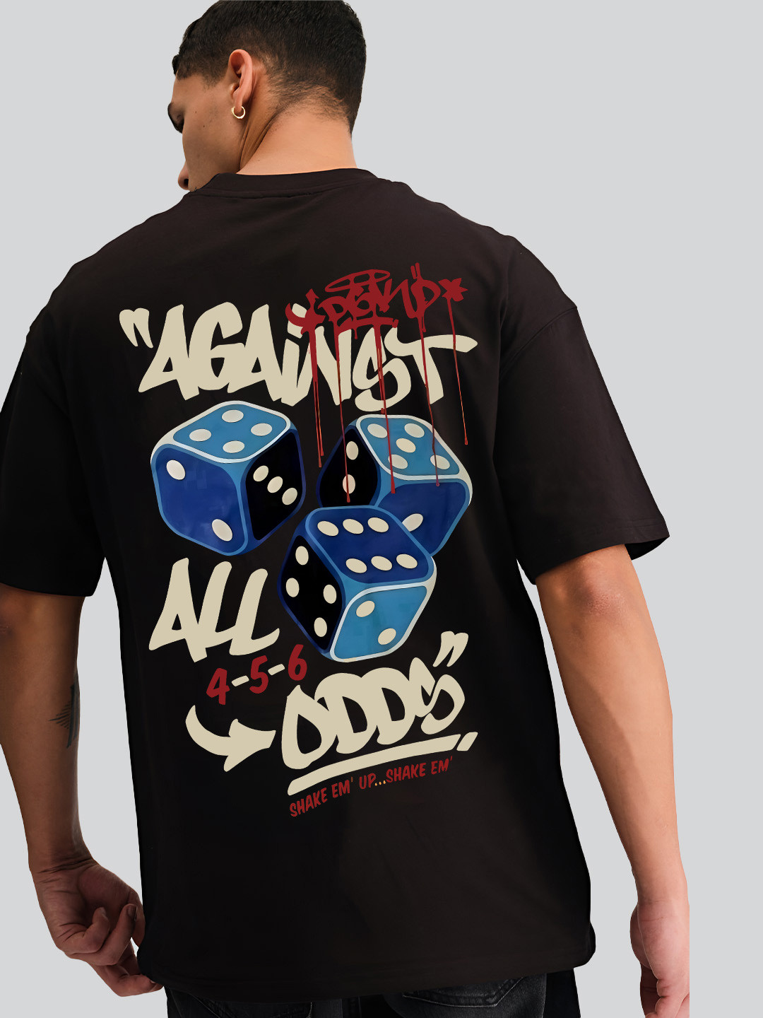 BDSQUARE Men Graphic Placement Print Oversized T-shirt