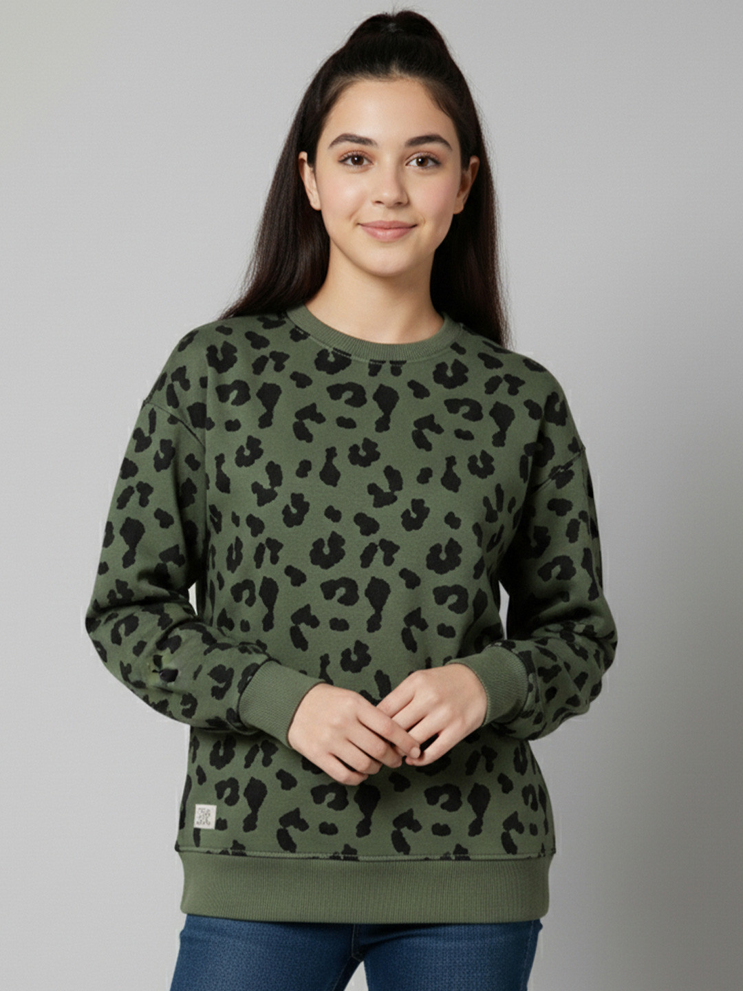 Alan Jones Girls Animal Printed Oversized Sweatshirt