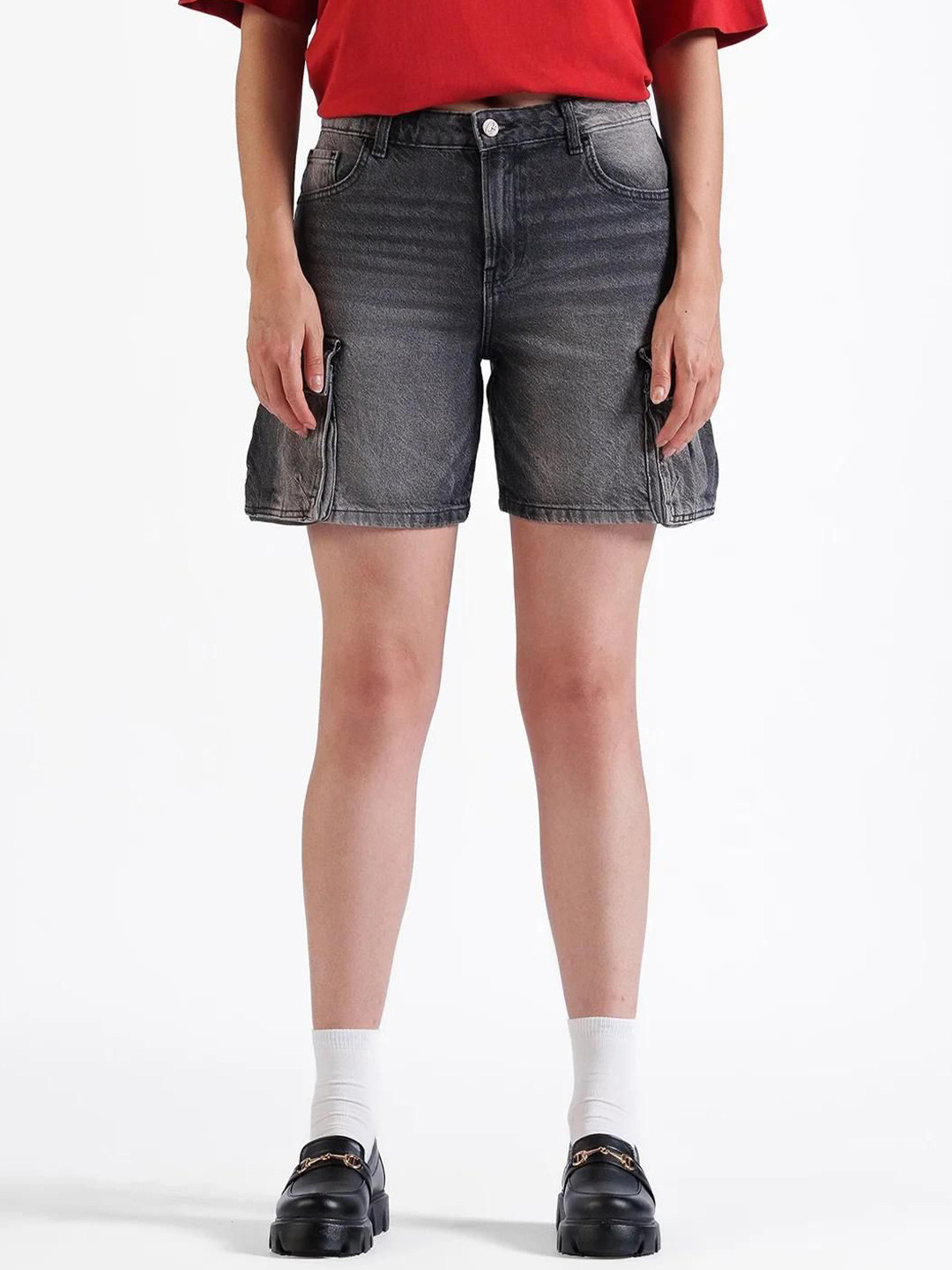 LOVEGEN Women Bermuda fit High Rise Cargo Shorts