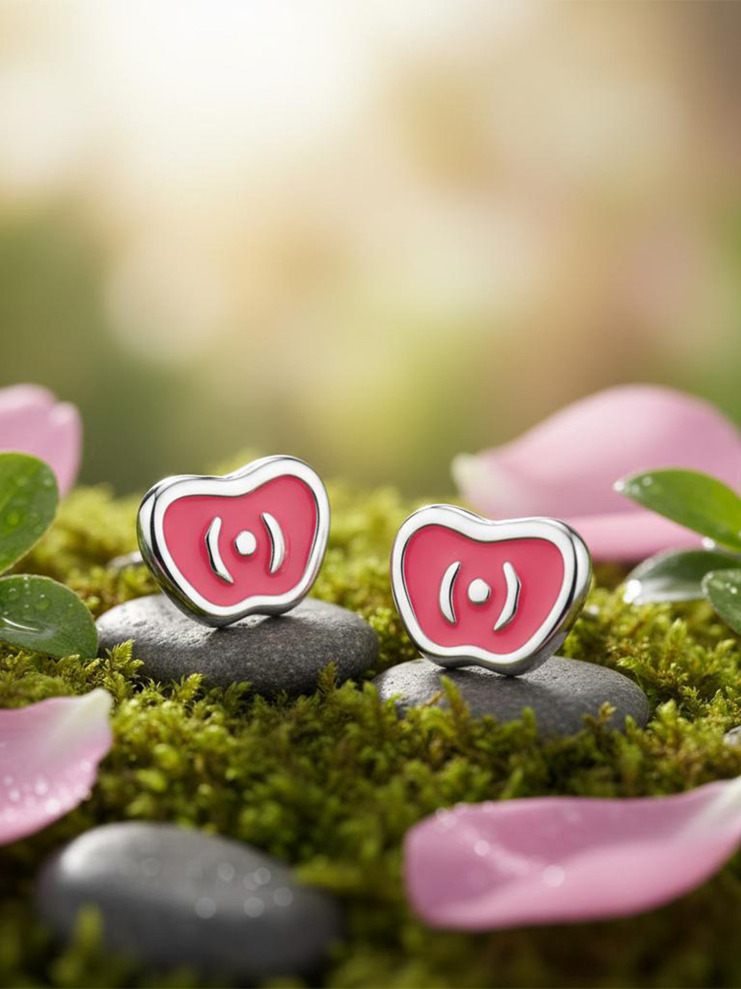 925 SILLER 925 Sterling Silver-Plated Apple Inspired Stud Earrings