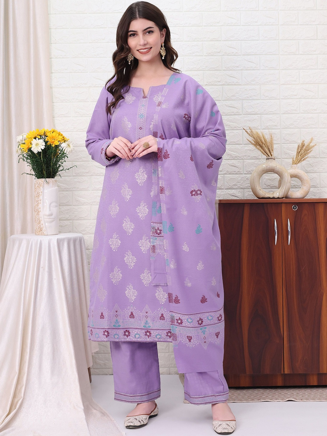 Hemkunt Fabric Ethnic Motifs Unstitched Dress Material