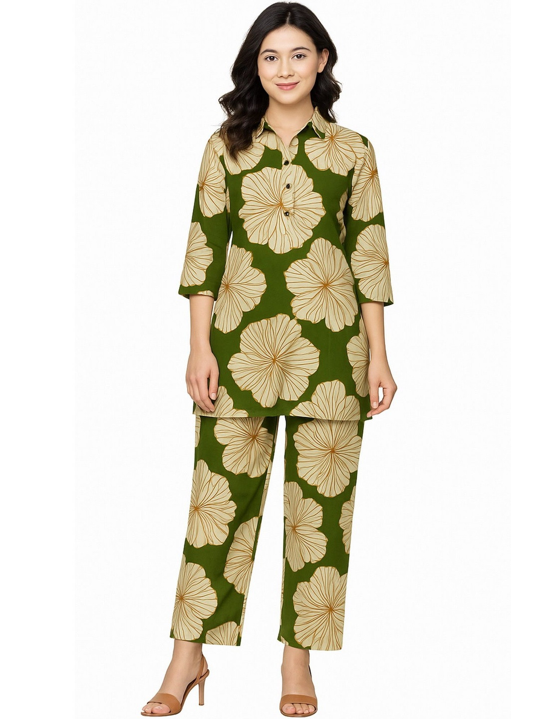 Meher Impex Printed Shirt Collar Tunic With palazzo