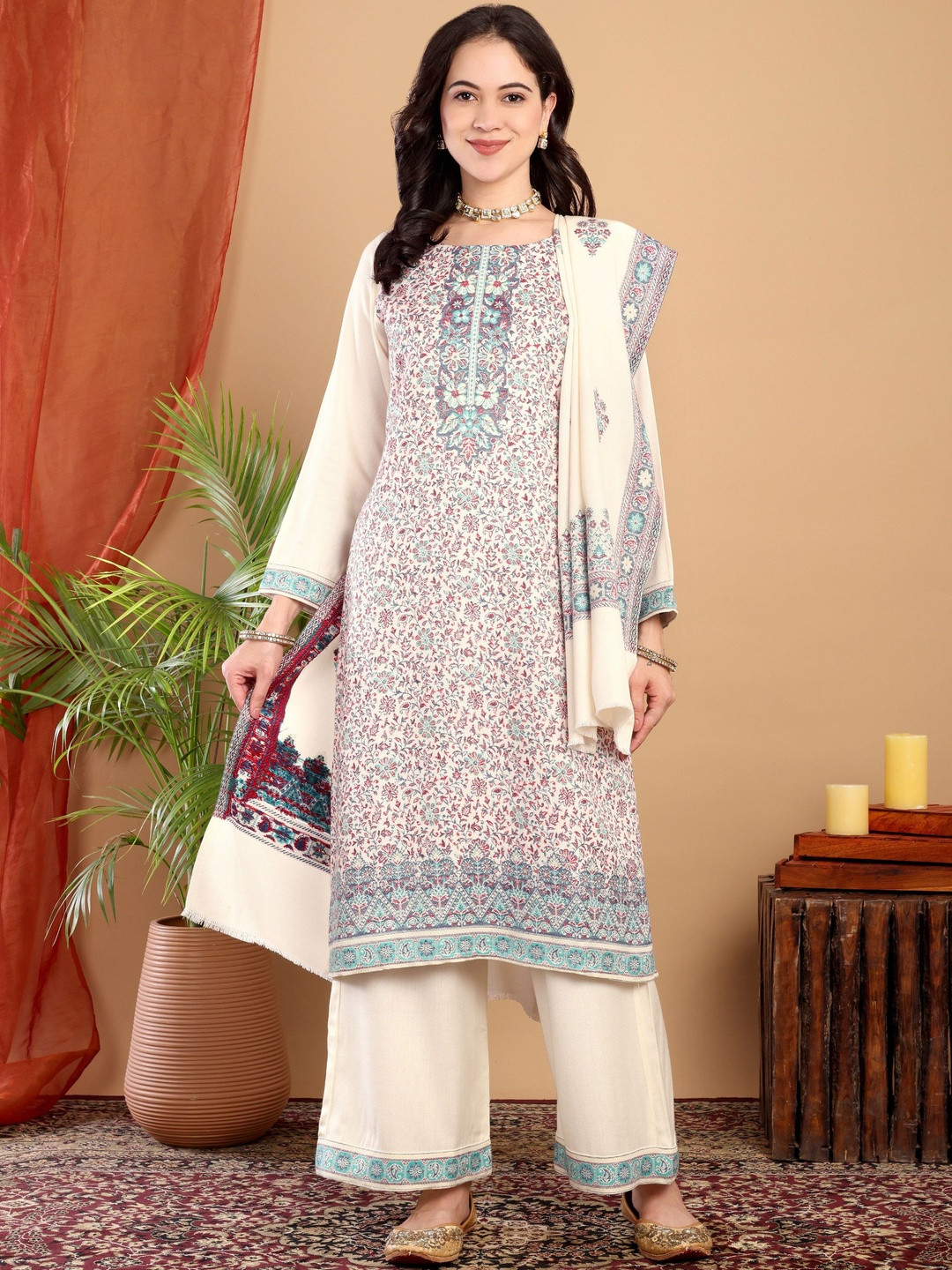 Hemkunt Fabric Printed Viscose Rayon Unstitched Dress Material