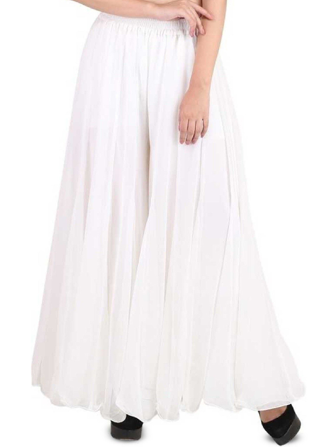 Farden Women Solid Wide Leg Georgette Palazzos