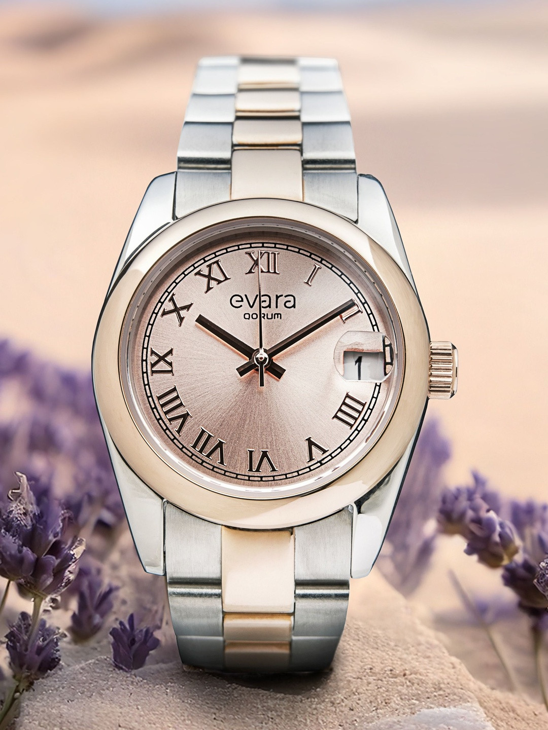 QORUM INDIA Women Embellished Dial & Stainless Steel Analogue Watch G122 Evara-Rose