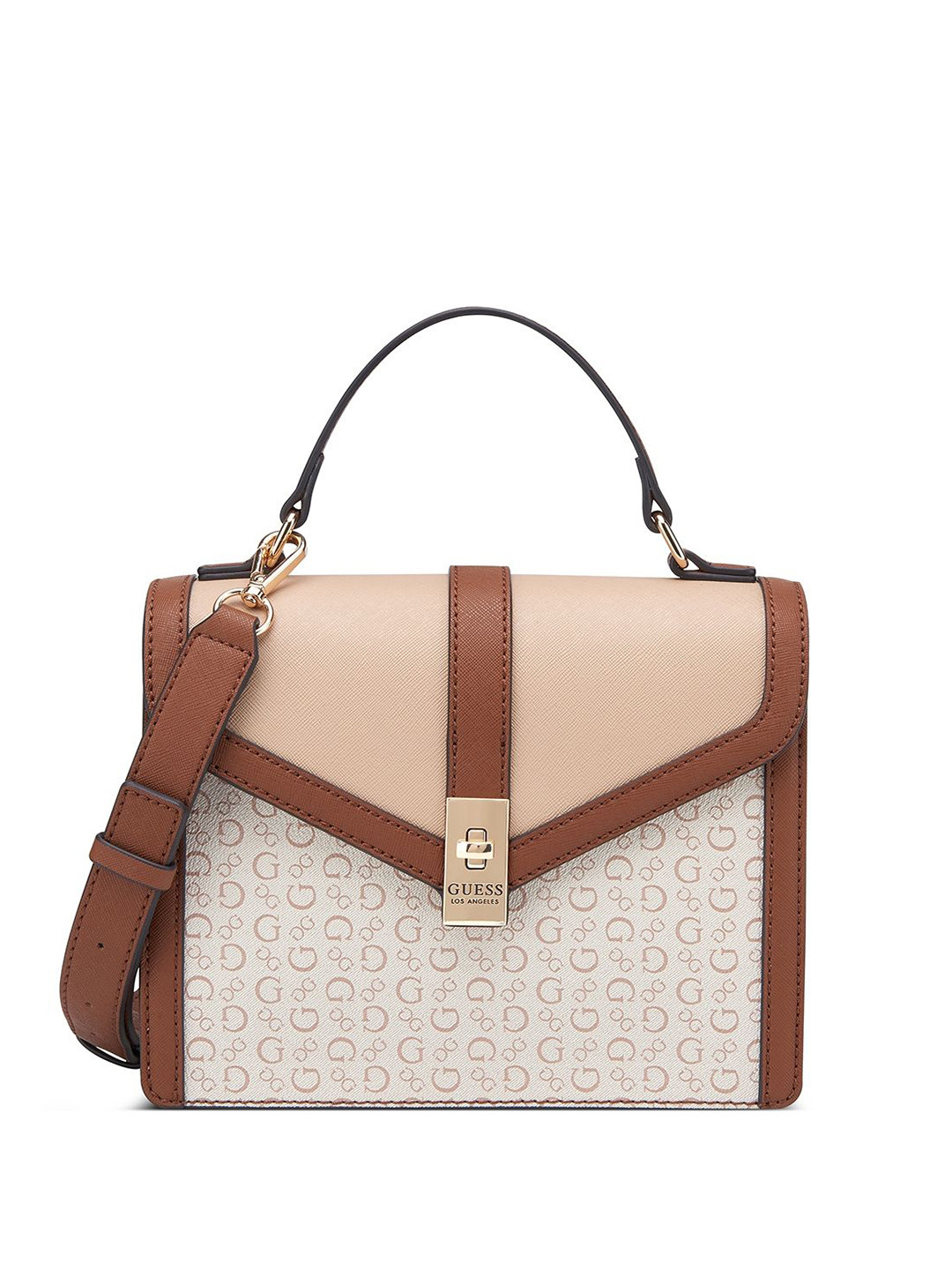 GUESS Elonzo Women Brand Logo Printed Crossbody Satchel Bag