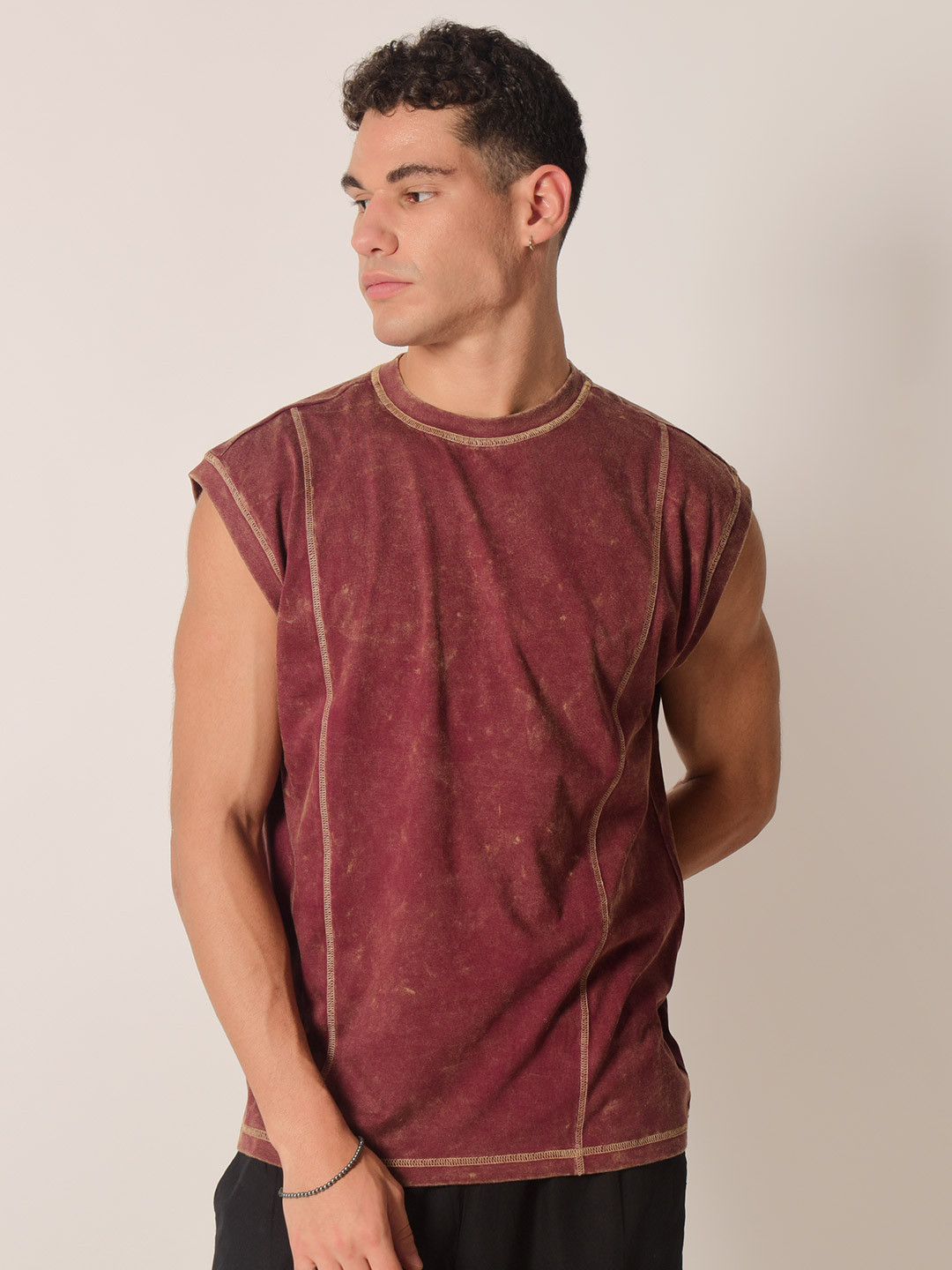 IZF Men Acid Wash Round Neck Cotton T-Shirt