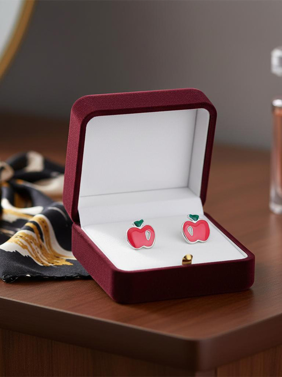 925 Pure Silver Apple Inspired Stud Earrings
