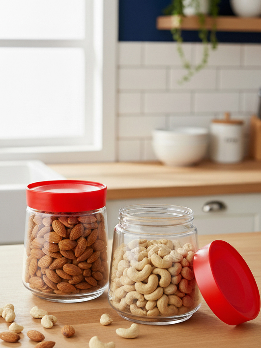 Luminarc International Swing Transparent 2 Pieces Glass Jar Containers With Lid-750 mlEach