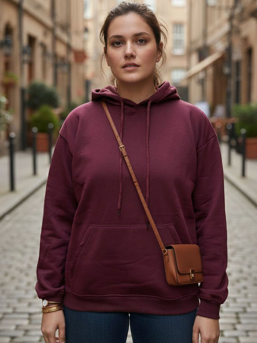 U&F Beyond Long Sleeves Hooded Cotton Sweatshirt