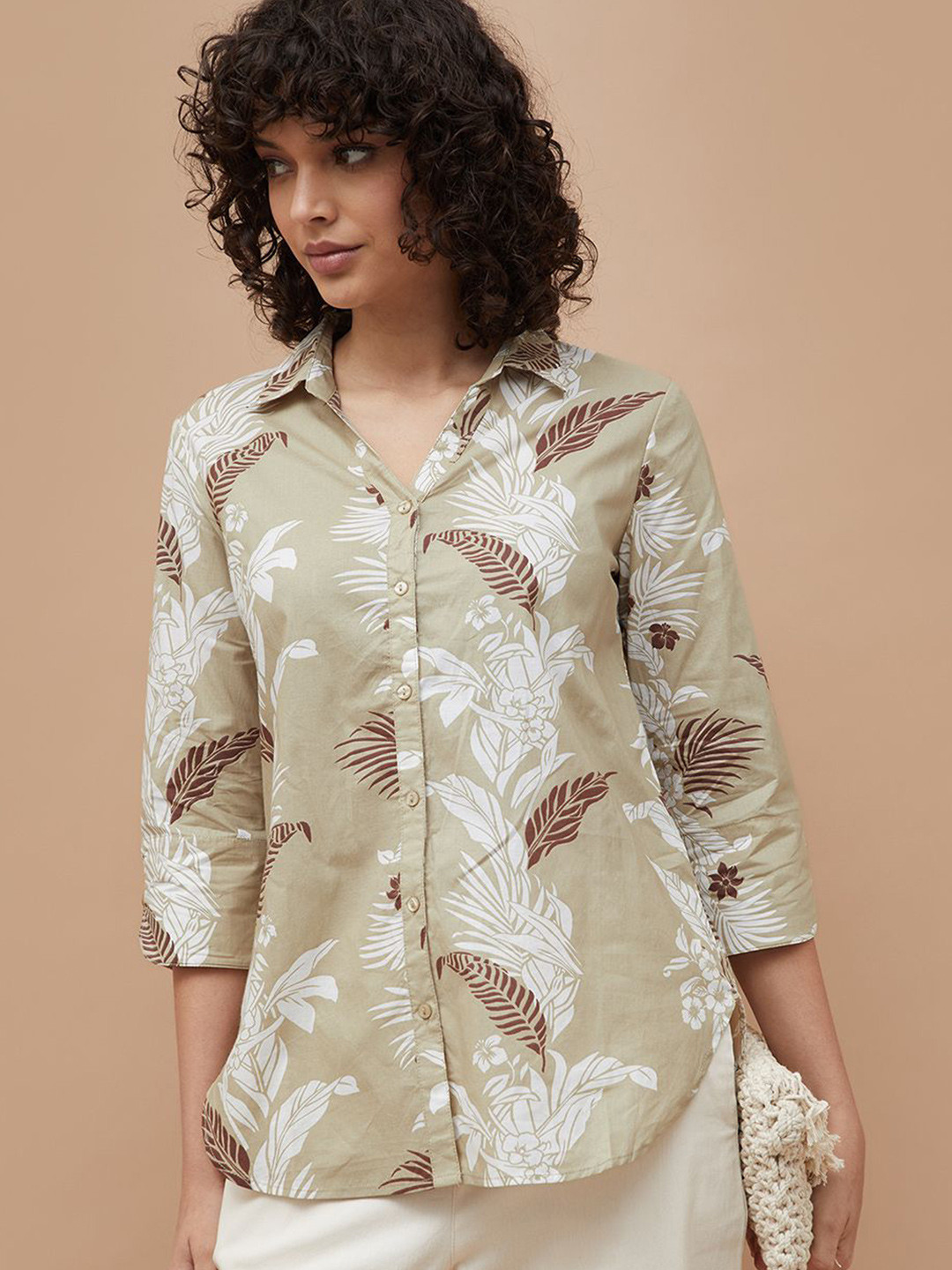 Colour Me by Melange Floral Printed Spread Collar Pure Cotton Casual Shirt
